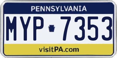 PA license plate MYP7353