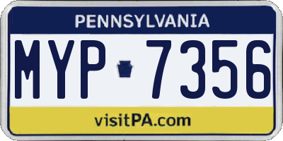 PA license plate MYP7356