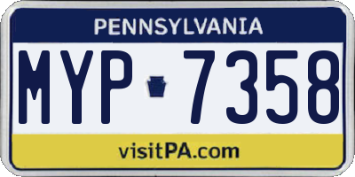 PA license plate MYP7358