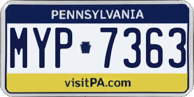 PA license plate MYP7363
