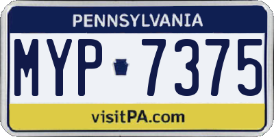 PA license plate MYP7375