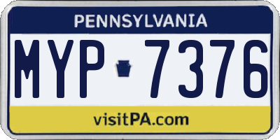 PA license plate MYP7376