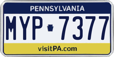 PA license plate MYP7377