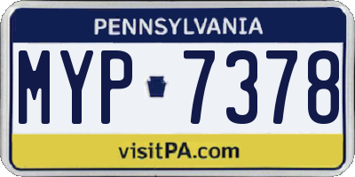 PA license plate MYP7378