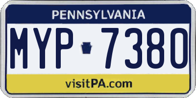 PA license plate MYP7380