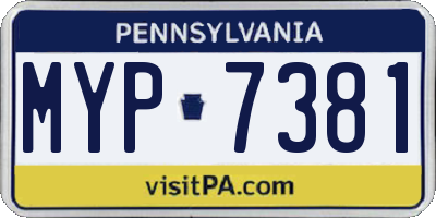 PA license plate MYP7381