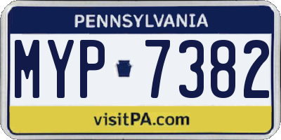 PA license plate MYP7382