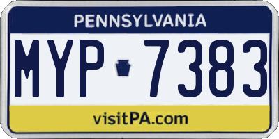 PA license plate MYP7383