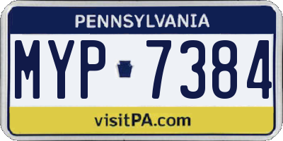 PA license plate MYP7384