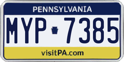 PA license plate MYP7385