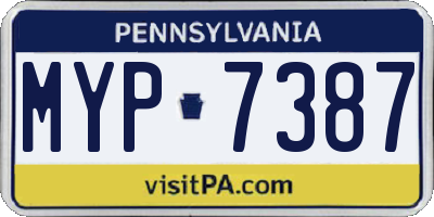 PA license plate MYP7387