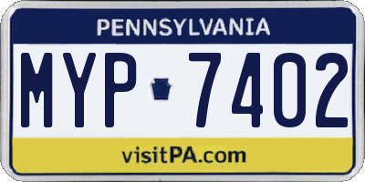PA license plate MYP7402