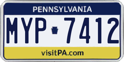 PA license plate MYP7412