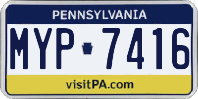 PA license plate MYP7416