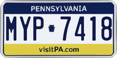 PA license plate MYP7418