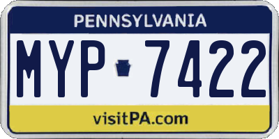 PA license plate MYP7422