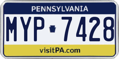 PA license plate MYP7428