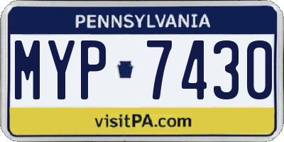 PA license plate MYP7430