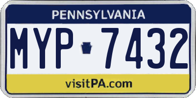 PA license plate MYP7432