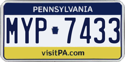 PA license plate MYP7433
