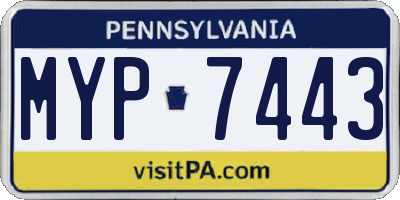 PA license plate MYP7443