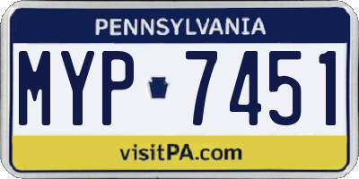 PA license plate MYP7451