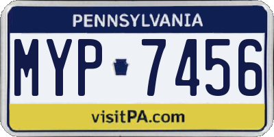 PA license plate MYP7456