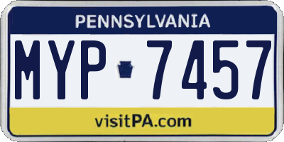 PA license plate MYP7457
