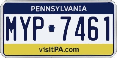 PA license plate MYP7461