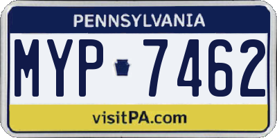 PA license plate MYP7462