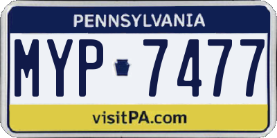 PA license plate MYP7477