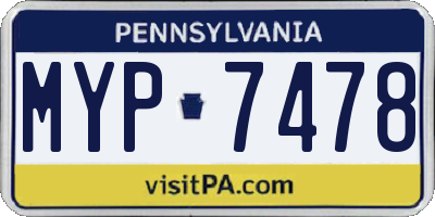 PA license plate MYP7478