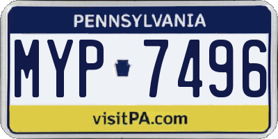 PA license plate MYP7496