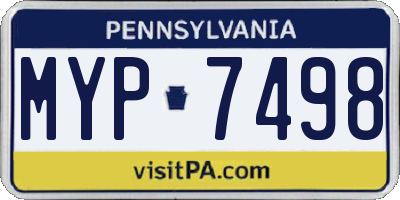 PA license plate MYP7498