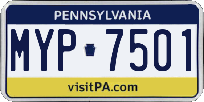 PA license plate MYP7501