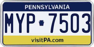 PA license plate MYP7503