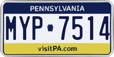 PA license plate MYP7514