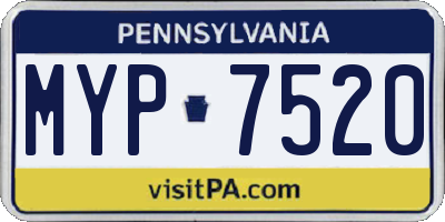 PA license plate MYP7520