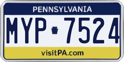 PA license plate MYP7524