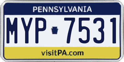 PA license plate MYP7531
