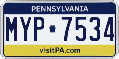 PA license plate MYP7534