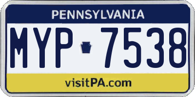 PA license plate MYP7538