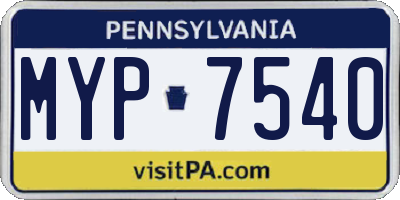 PA license plate MYP7540
