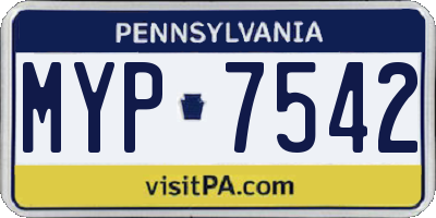 PA license plate MYP7542