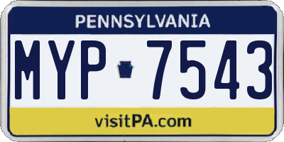 PA license plate MYP7543