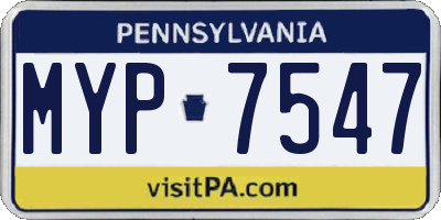 PA license plate MYP7547