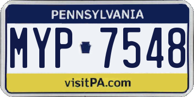 PA license plate MYP7548