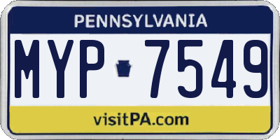 PA license plate MYP7549