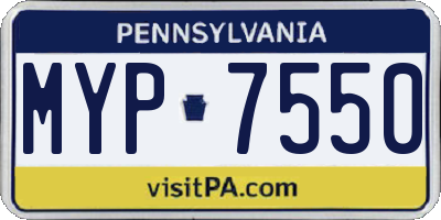 PA license plate MYP7550