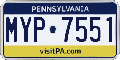 PA license plate MYP7551